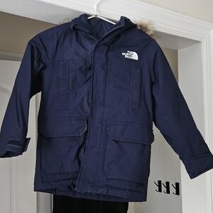 The North Face Dark Blue Jacket with Fur Hood